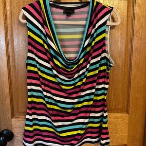 Worthington Career Striped Cowl Neck Sleeveless Top.  Size XL.